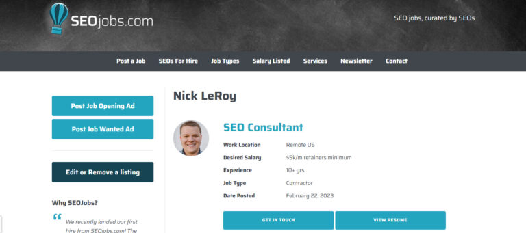 Welcome to SEOJobs V2 – SEO Job WANTED!
