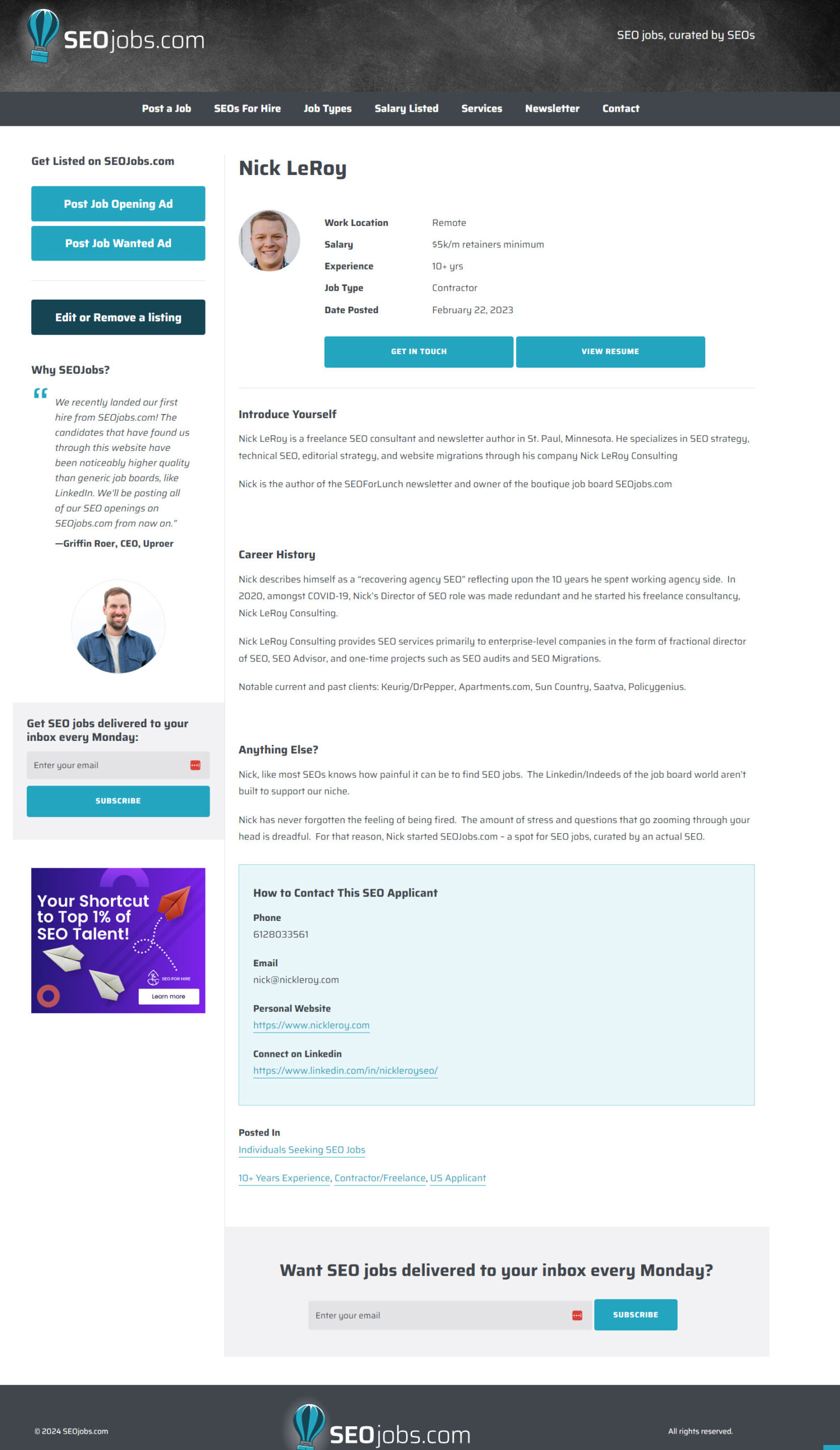 Welcome to SEOJobs V2 - SEO Job WANTED! | SEOjobs.com