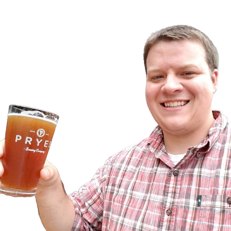 Nick LeRoy holding a beer